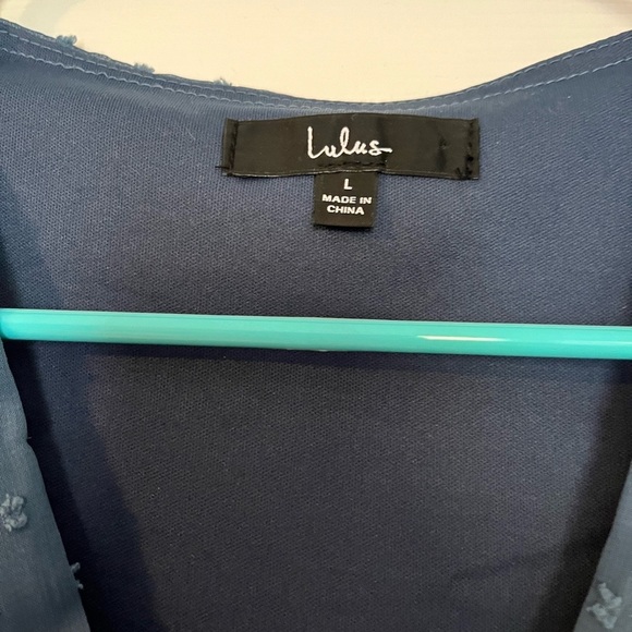 Lulu's Blue Asymmetrical Ruffled Wrap Dress - Picture 5 of 13